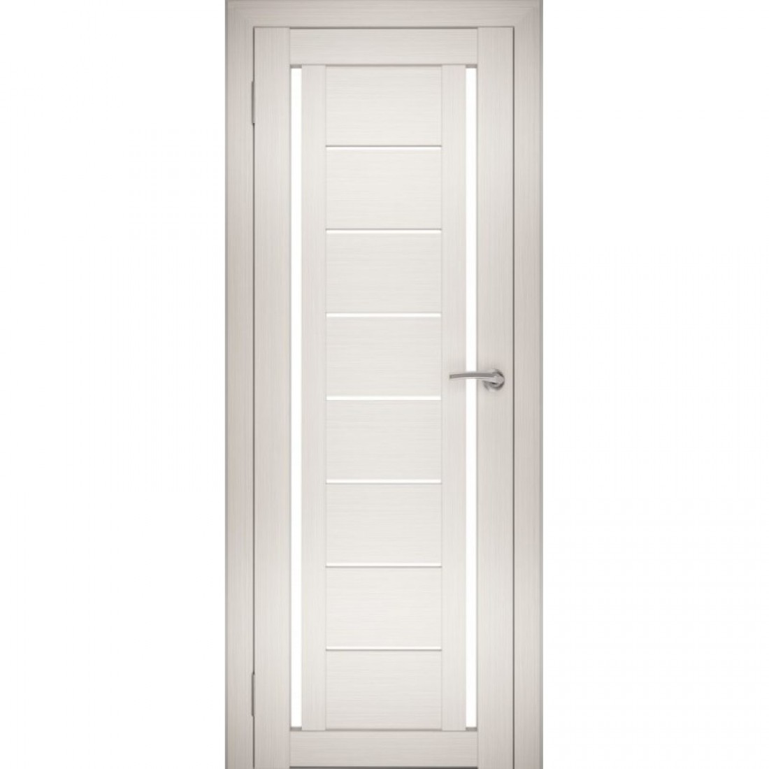 Дверное полотно Амати-07 Эшвайт экошпон по-800 белое стекло